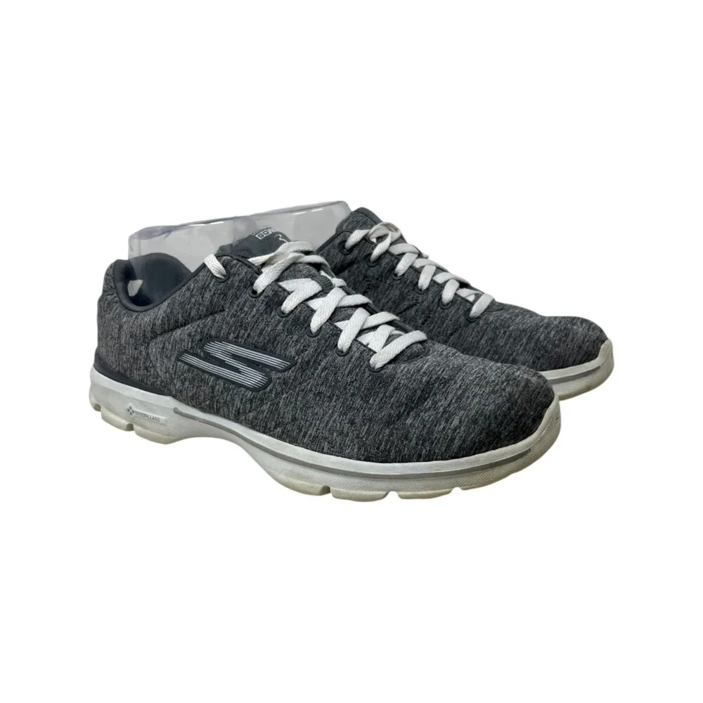 Skechers GOwalk 3 Sneakers Womens Size 8 Gray Heathered Lace Up Comfort Walking
